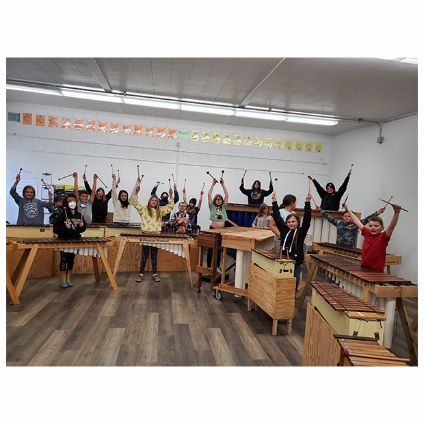 marimba band with raised mallets