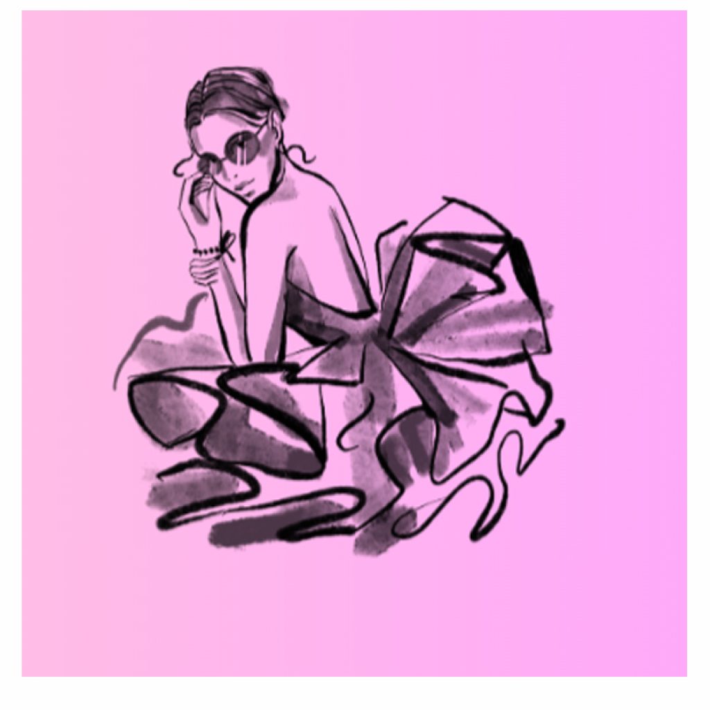 fashion sketch with pink background